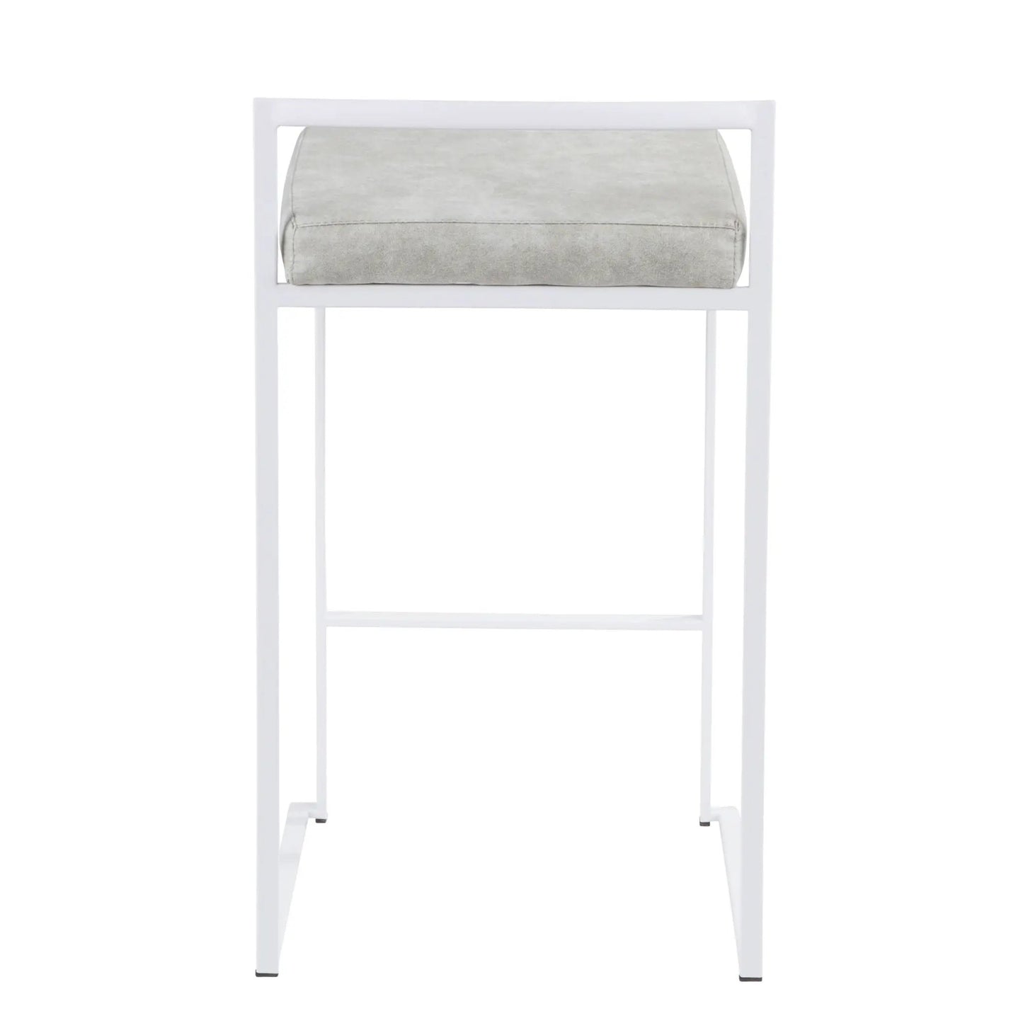 Fuji simple elegance contemporary stackable counter stool, light gray cushion, white frame on Tampa Home & Garden Store