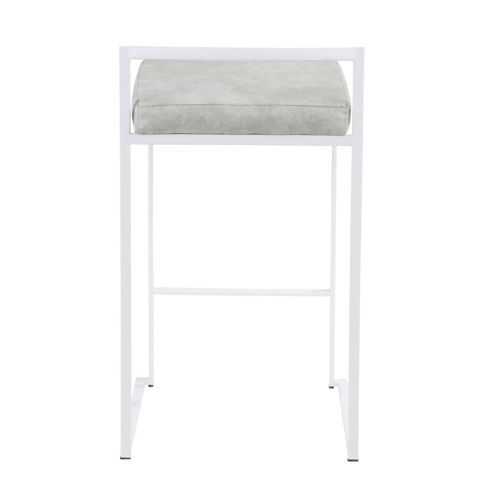 Fuji simple elegance contemporary stackable counter stool, light gray cushion, white frame on Tampa Home & Garden Store