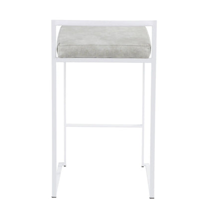 Fuji simple elegance contemporary stackable counter stool, light gray cushion, white frame on Tampa Home & Garden Store