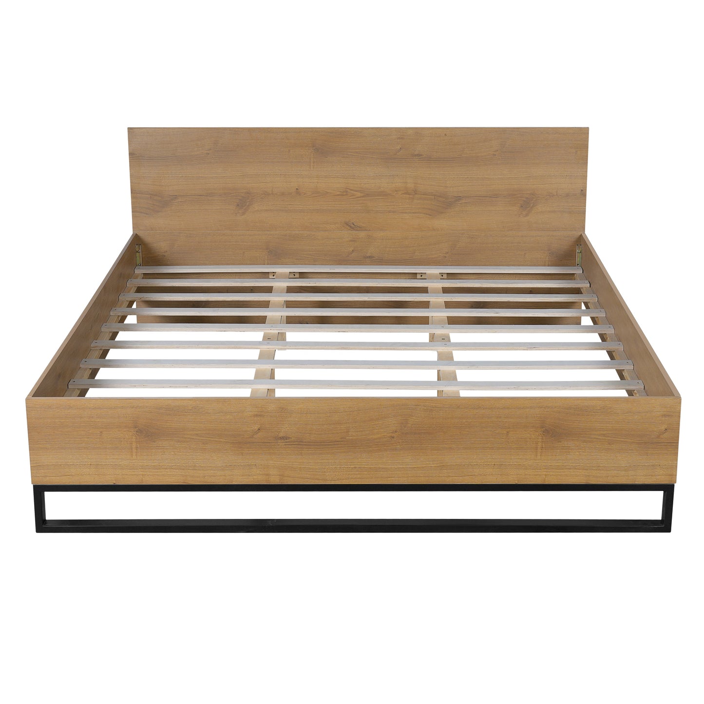 Modern Black and Engineered Wood King Bed Frame