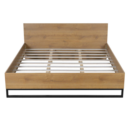 Modern Black and Engineered Wood King Bed Frame