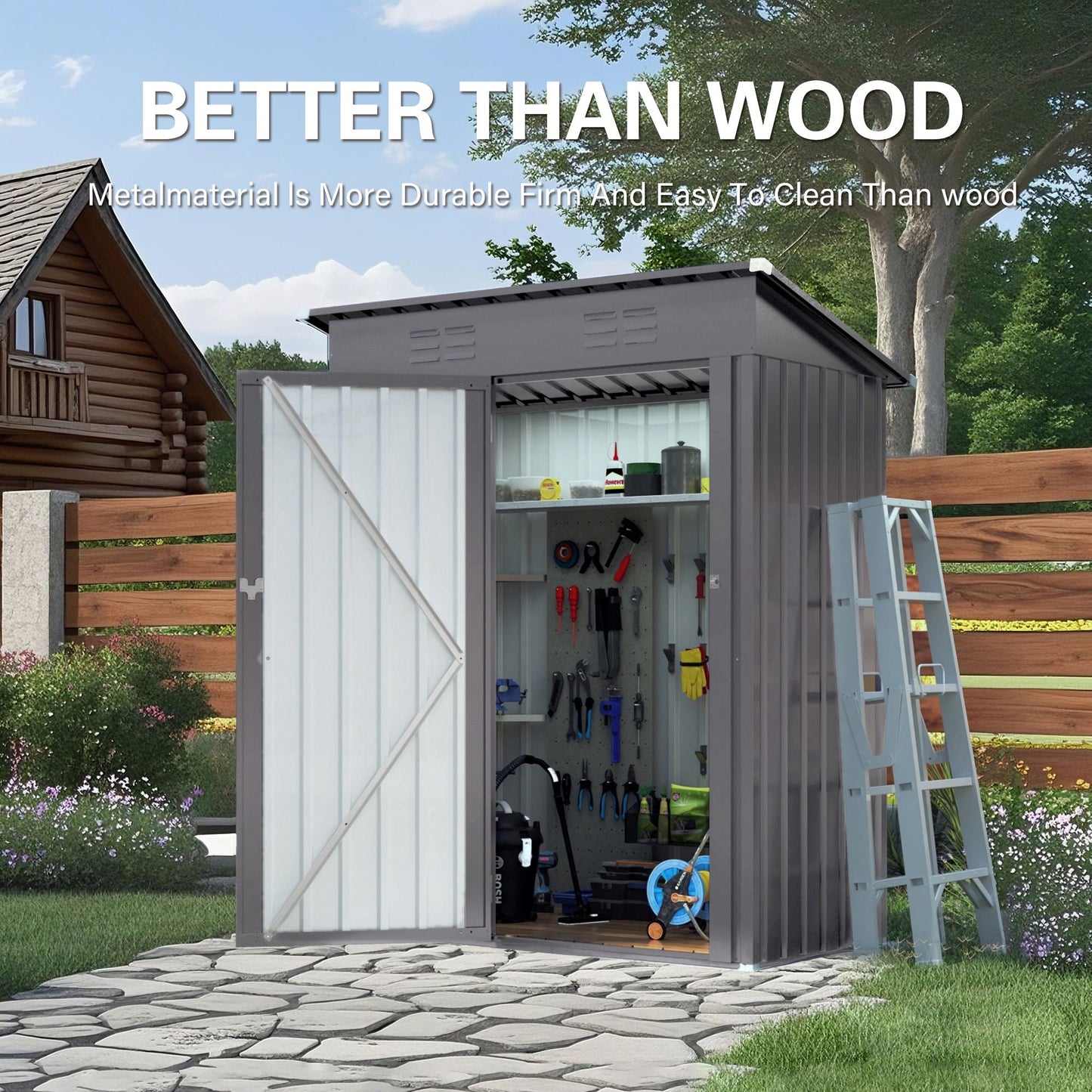 5 X 3 Ft Metal Shed with a Gray Pitched Roof