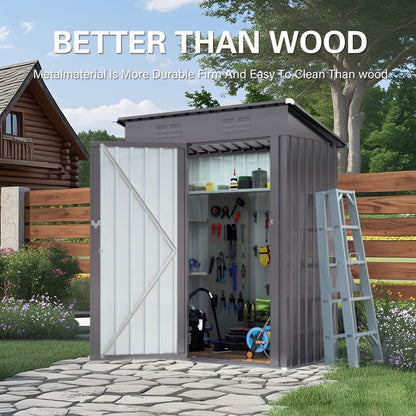 5 X 3 Ft Metal Shed with a Gray Pitched Roof