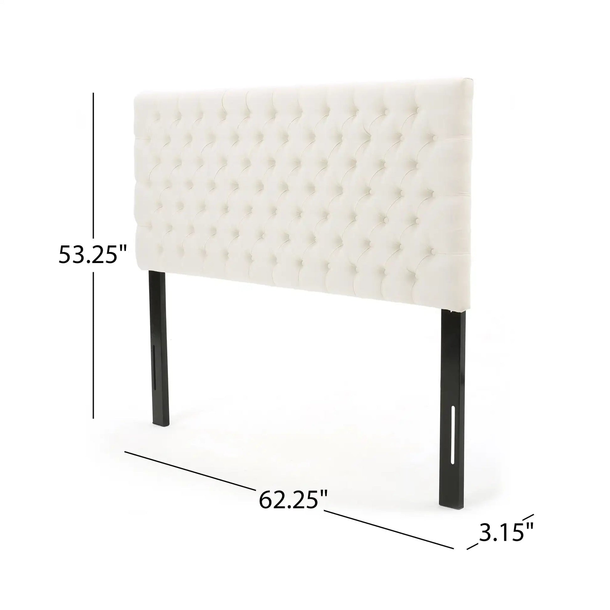Annecy contemporary upholstered headboard tufted ivory fabric with black legs HouseOfZazla on Tampa Home & Garden Store