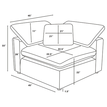 Segoura 5 Piece Upholstered Modular Sectional gray with reclining back pillows diagram on Tampa Home & Garden Store