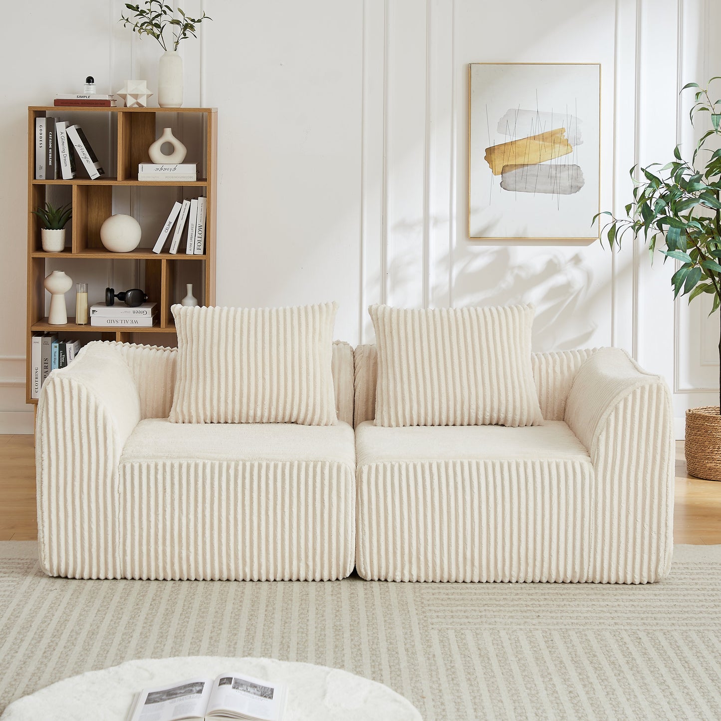Minimalist Corduroy Sofa and a Curved Back