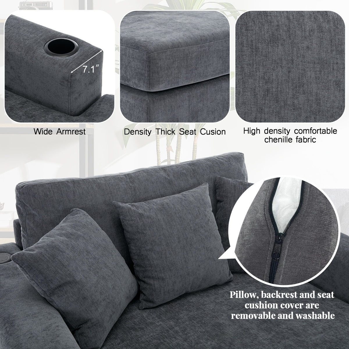 Modern Oversized Chaise Lounger and Pillow