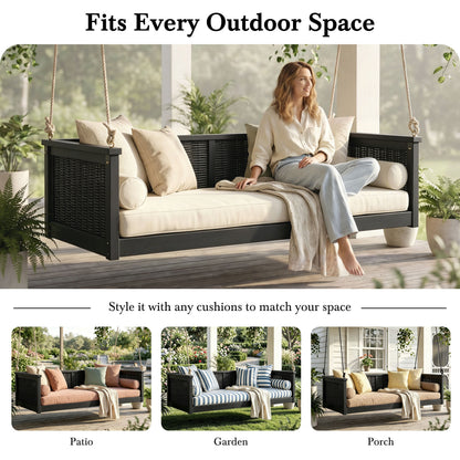 Premium Acacia Wood Outdoor Twin Swing Bed