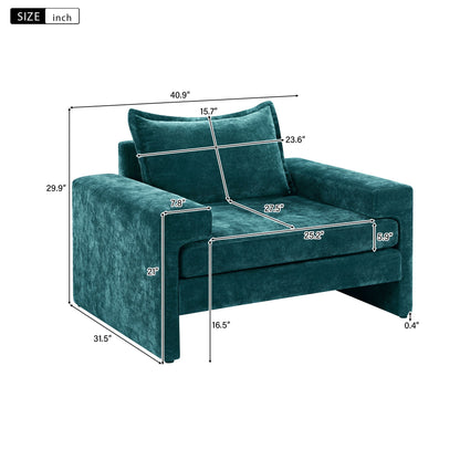 Upholstered Accent Chair teal with wide armrests and ergonomic back support HouseOfZazla on Tampa Home & Garden Store