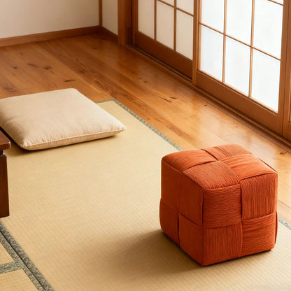 Modern Ottoman Foot Rest with Woven Design