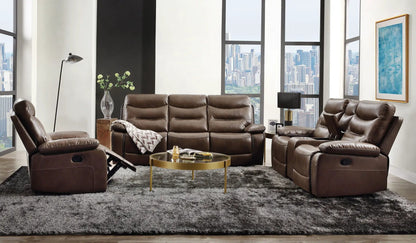 Aashi leather gel 3pc recliner set in brown; sofa + 2 recliners by Unique Piece Furniture on Tampa Home & Garden Store