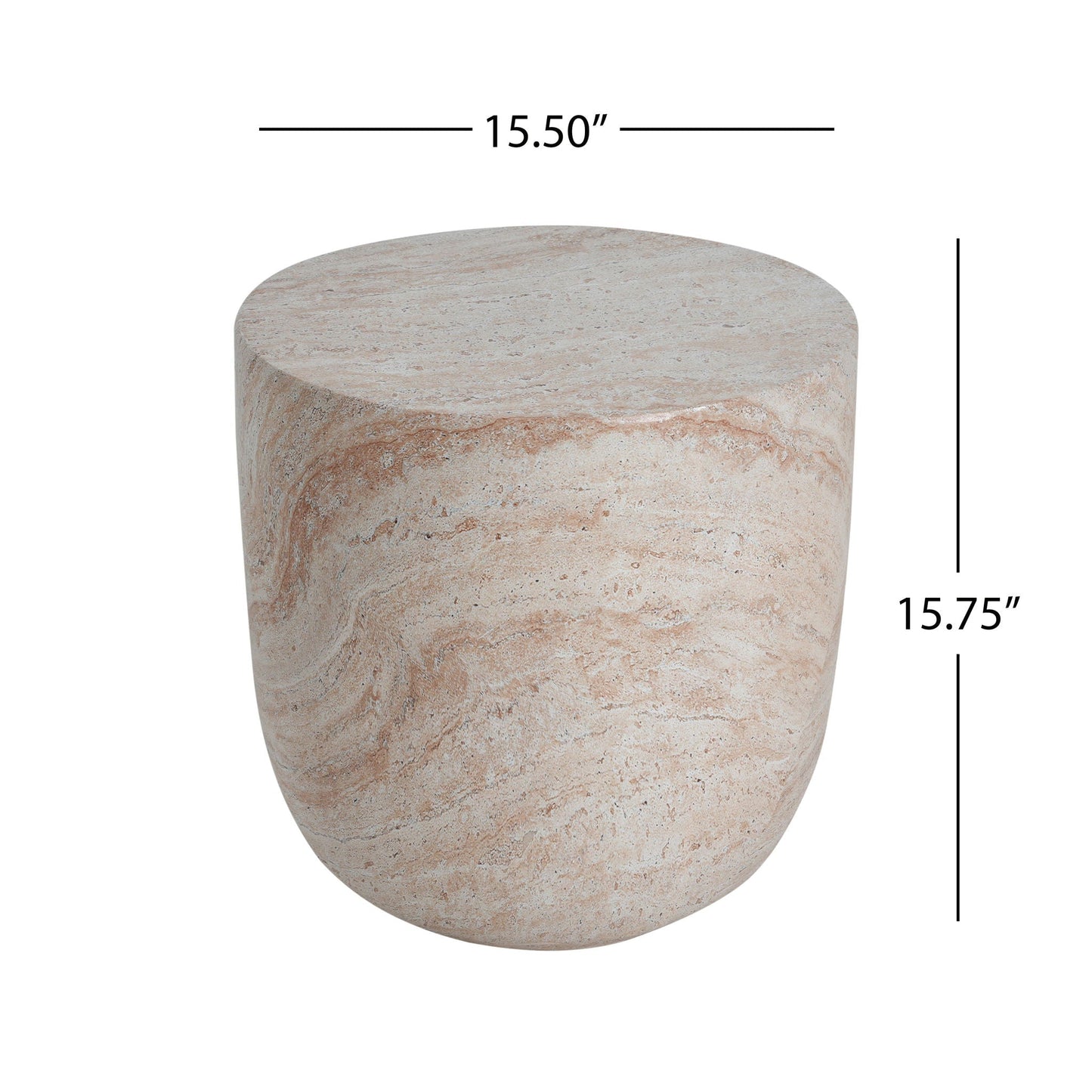 Outdoor Concrete Side Table with Beige Travertine