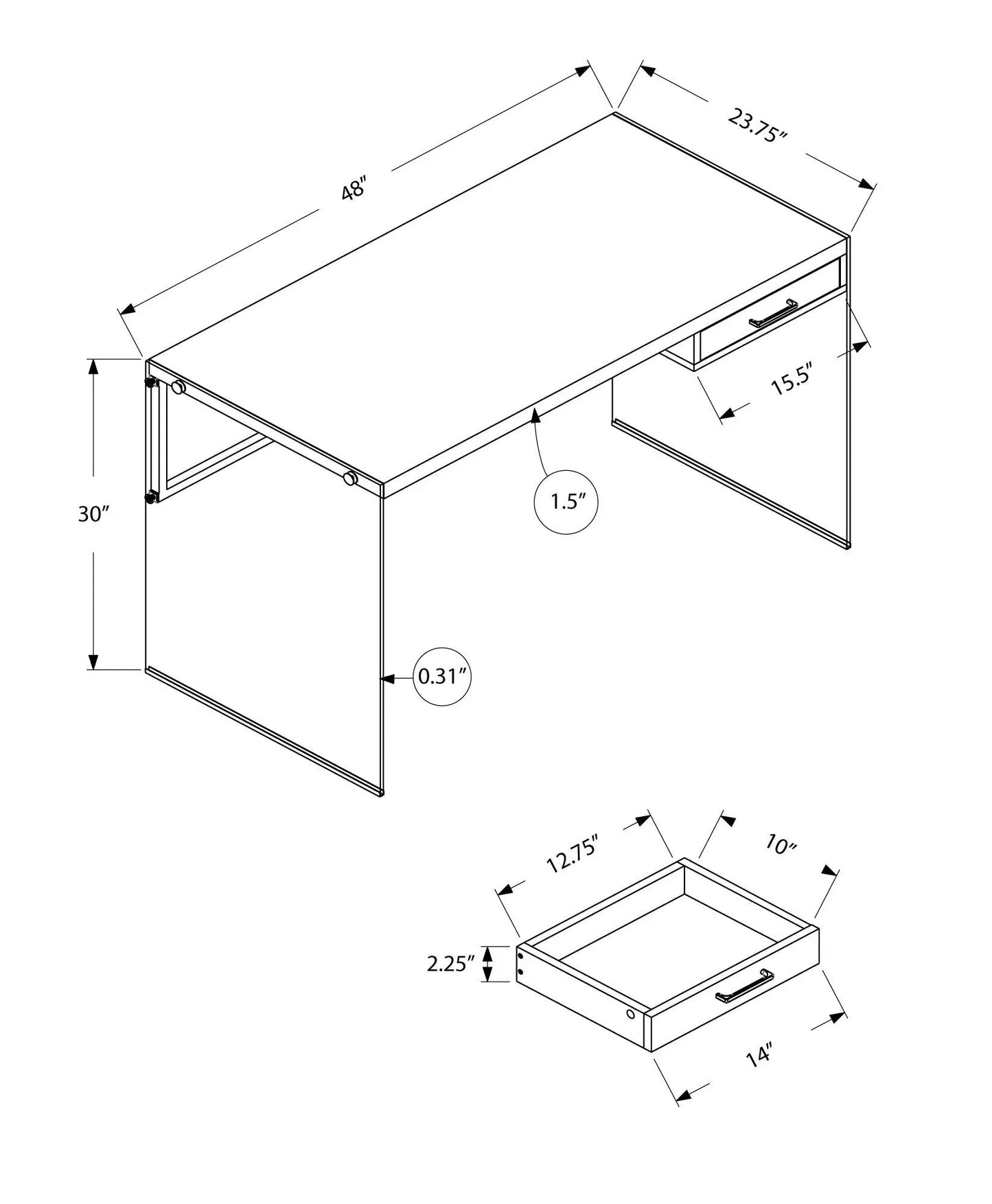 Contemporary Design computer desk with storage drawers, 48-inch long, Unique Piece Furniture on Tampa Home & Garden Store