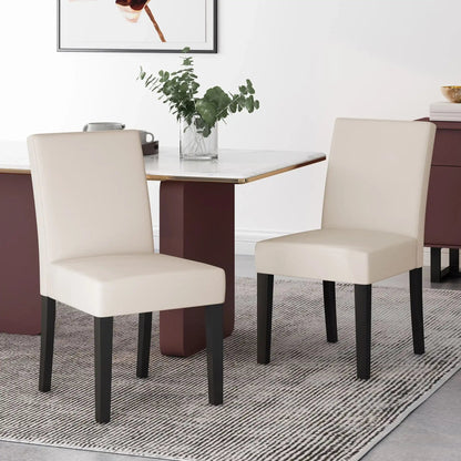 Contemporary dining chair set with beige upholstery and black tapered legs HouseOfZazla on Tampa Home & Garden Store