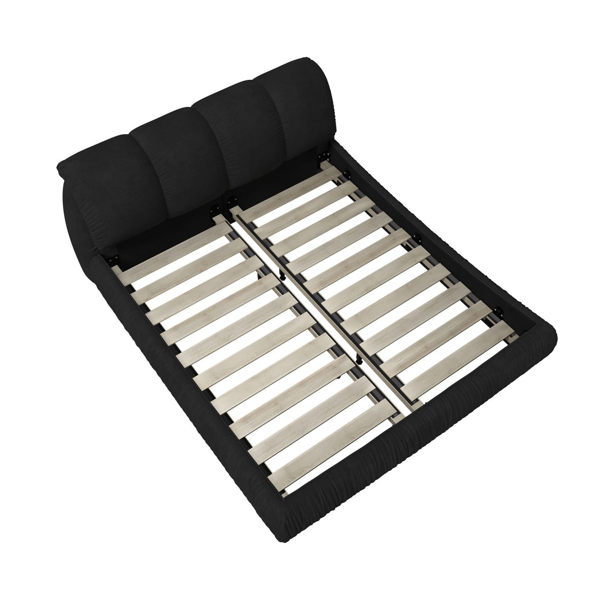 Luxury upholstered platform bed with oversized backrest, black fabric by HouseOfZazla on Tampa Home & Garden Store