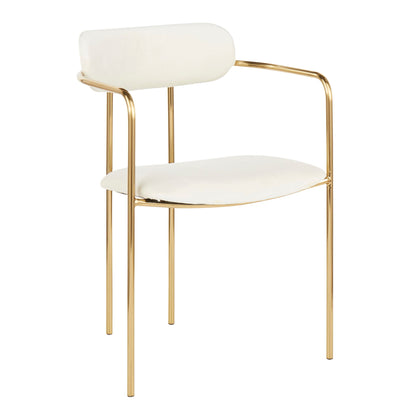 HouseOfZazla contemporary chair set of 2 with cushioned beige seats and gold metal frames on Tampa Home & Garden Store