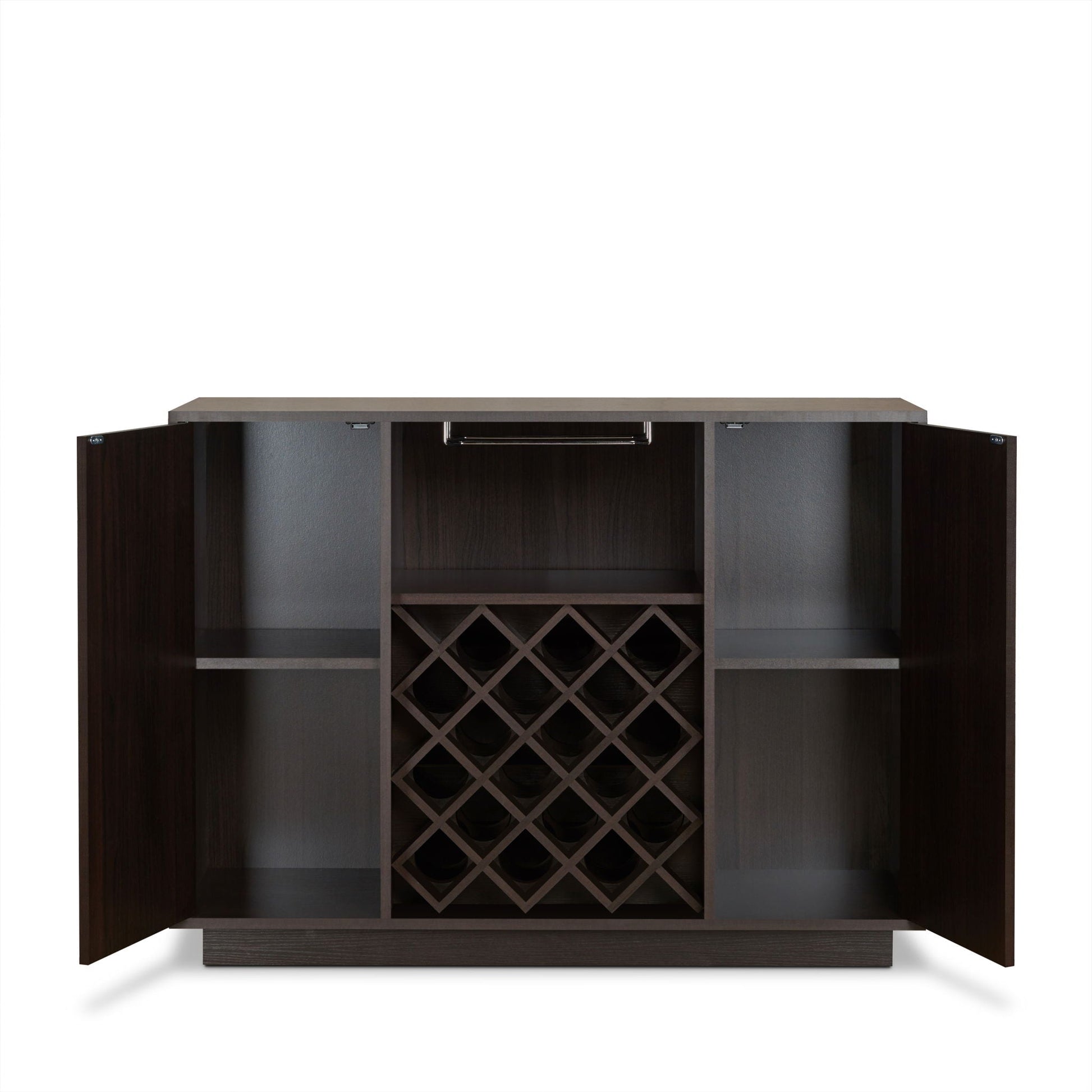 Hazen Espresso wine cabinet with diamond wine racks, dark wood finish HouseOfZazla on Tampa Home & Garden Store