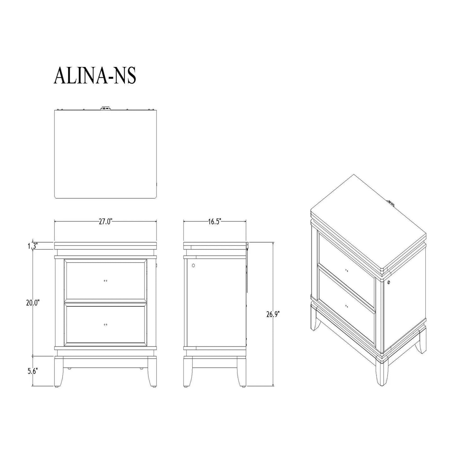 Adalid Five Drawer Chest With Led Lighting White