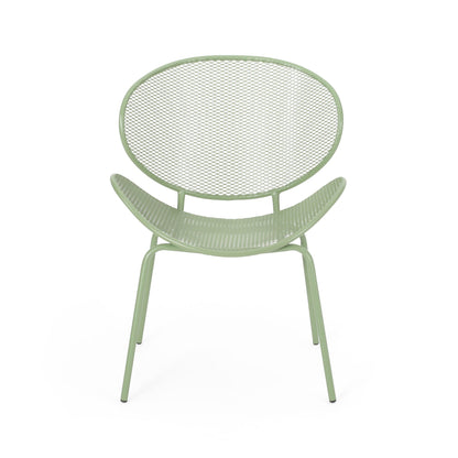 Elba contemporary round green mesh outdoor table with 2 armless chairs on Tampa Home & Garden Store
