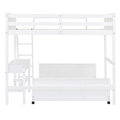 Full over full bunk bed with desk, white finish, storage, by Unique Piece Furniture on Tampa Home & Garden Store