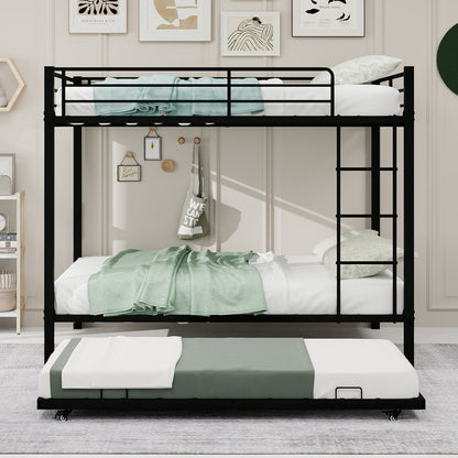 HouseOfZazla Durable Square Tube Iron Full-Size Bunk Bed black metal frame top/bottom bunks on Tampa Home & Garden Store