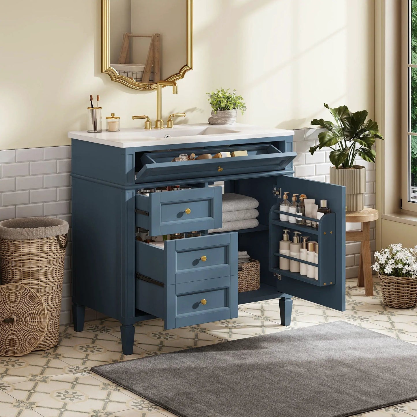 Bathroom Vanity With Top Sink and 2 Drawers