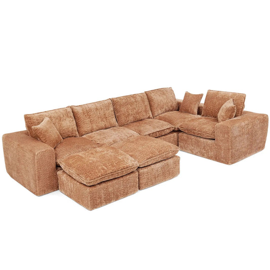 3-piece sectional sofa with movable ottoman in brown fabric by Unique Piece Furniture on Tampa Home & Garden Store