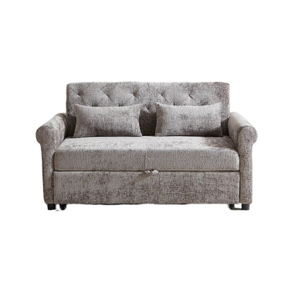 Grey tufted sleeper loveseat with 2 pillows, pull-out couch by Unique Piece Furniture on Tampa Home & Garden Store