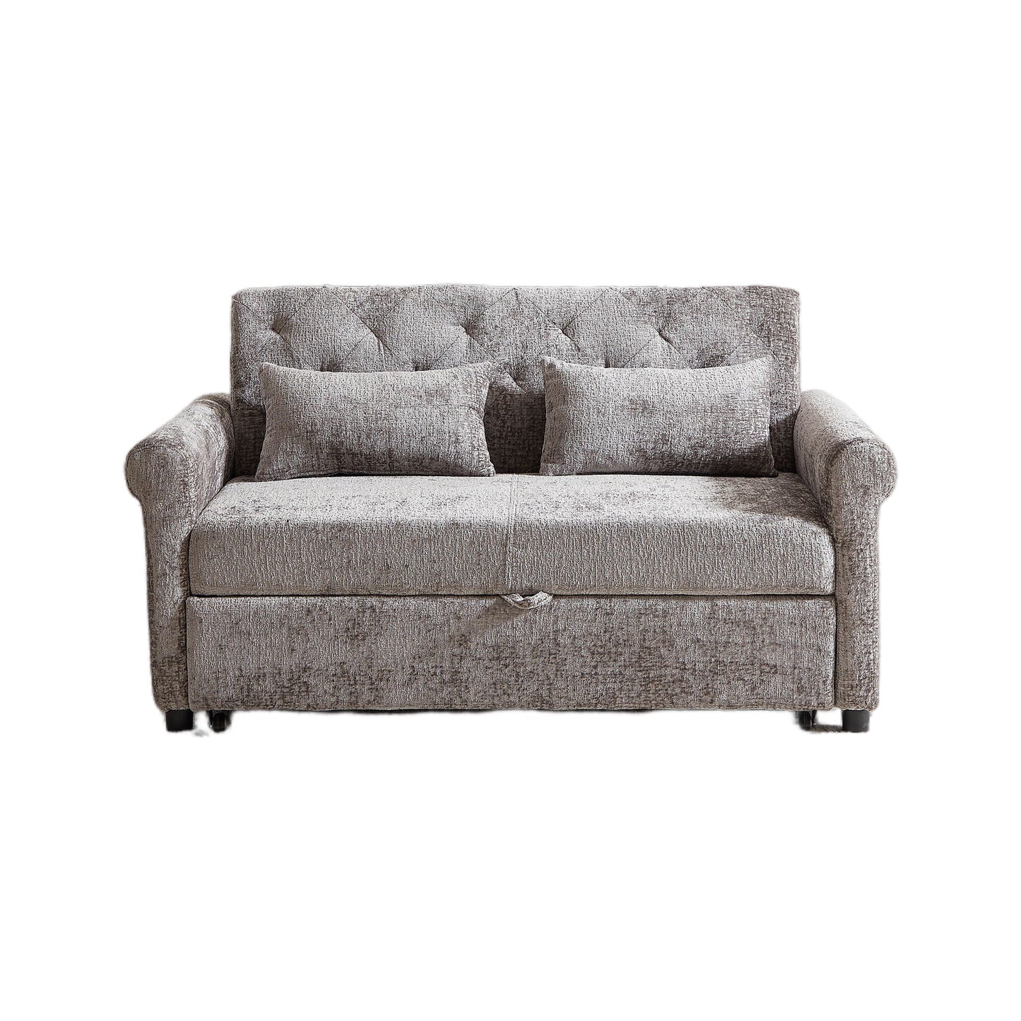 Loveseat Sofa Bed and Two Soft Throw Pillows