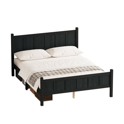 Queen Size Flat Panel Bed with Headboard and Footboard black by HouseOfZazla on Tampa Home & Garden Store