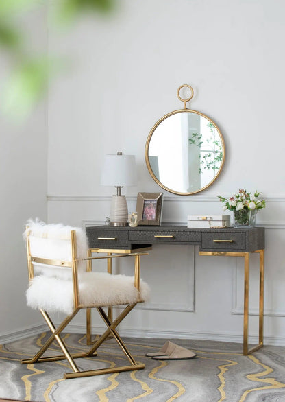 Circle Wall Mirror With Iron Frame Living Room