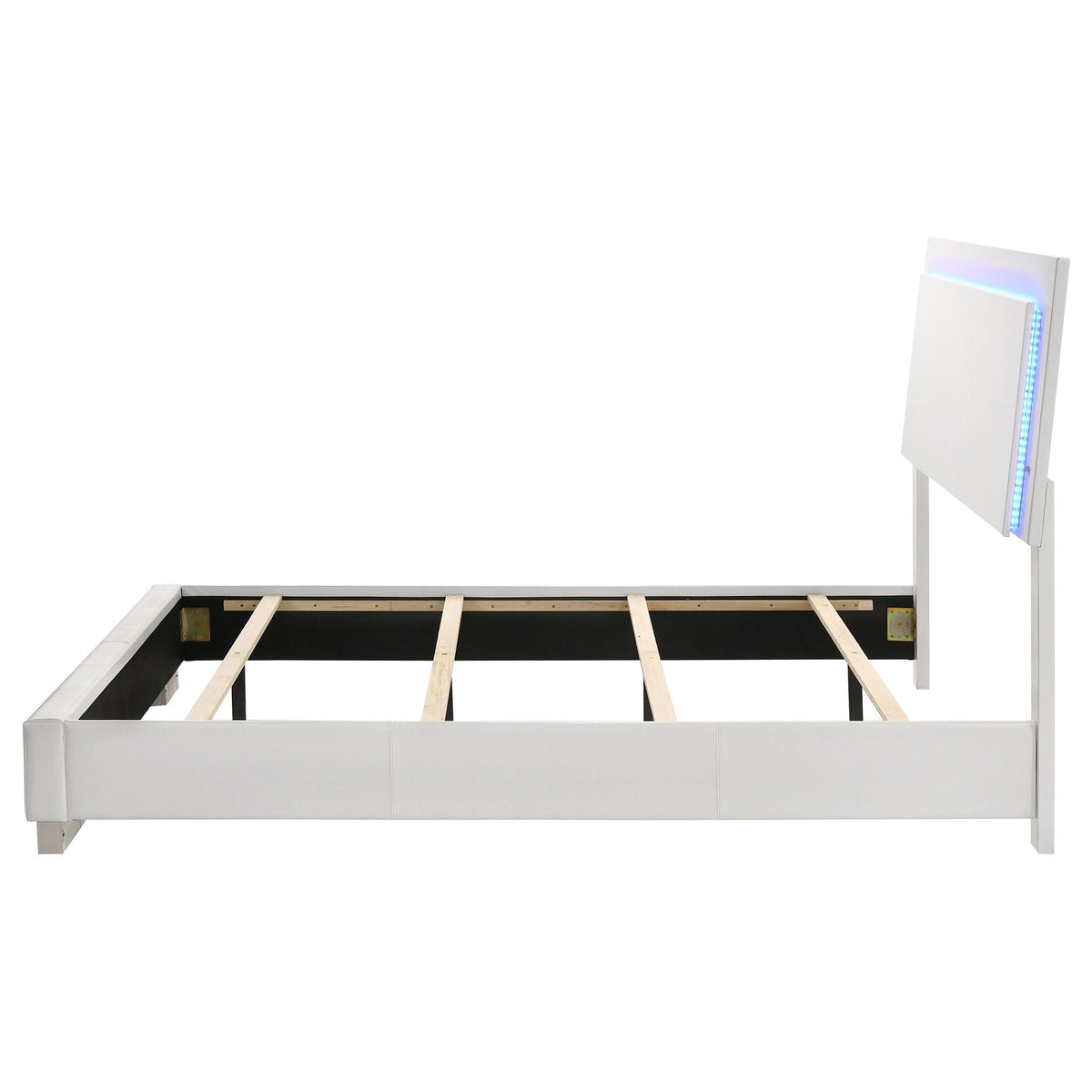 Felicity LED panel bed with built-in lighting, white upholstered platform bed by HouseOfZazla on Tampa Home & Garden Store