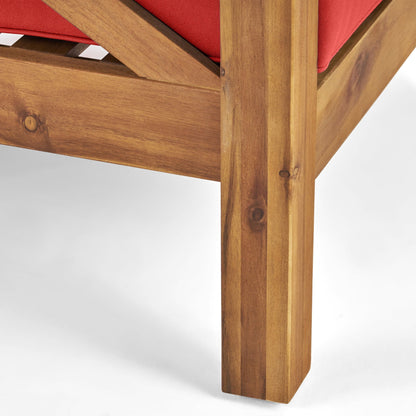 Brava Club Chair with water resistant cushions red fabric wood frame by HouseOfZazla on Tampa Home & Garden Store