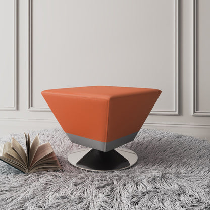 Diamond Accent Ottoman orange leather, diamond-shaped accent ottoman for modern decor on Tampa Home & Garden Store