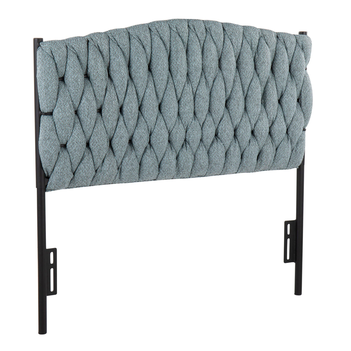 Braided Matisse upholstered headboard twin size with blue-gray fabric by HouseOfZazla on Tampa Home & Garden Store
