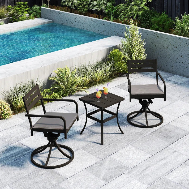 Outdoor Metal Swivel Patio Chairs and Table