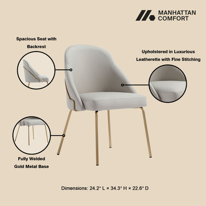 Upholstered Dining Chair with HD Foam, gray upholstery, gold legs by Manhattan Comfort on Tampa Home & Garden Store