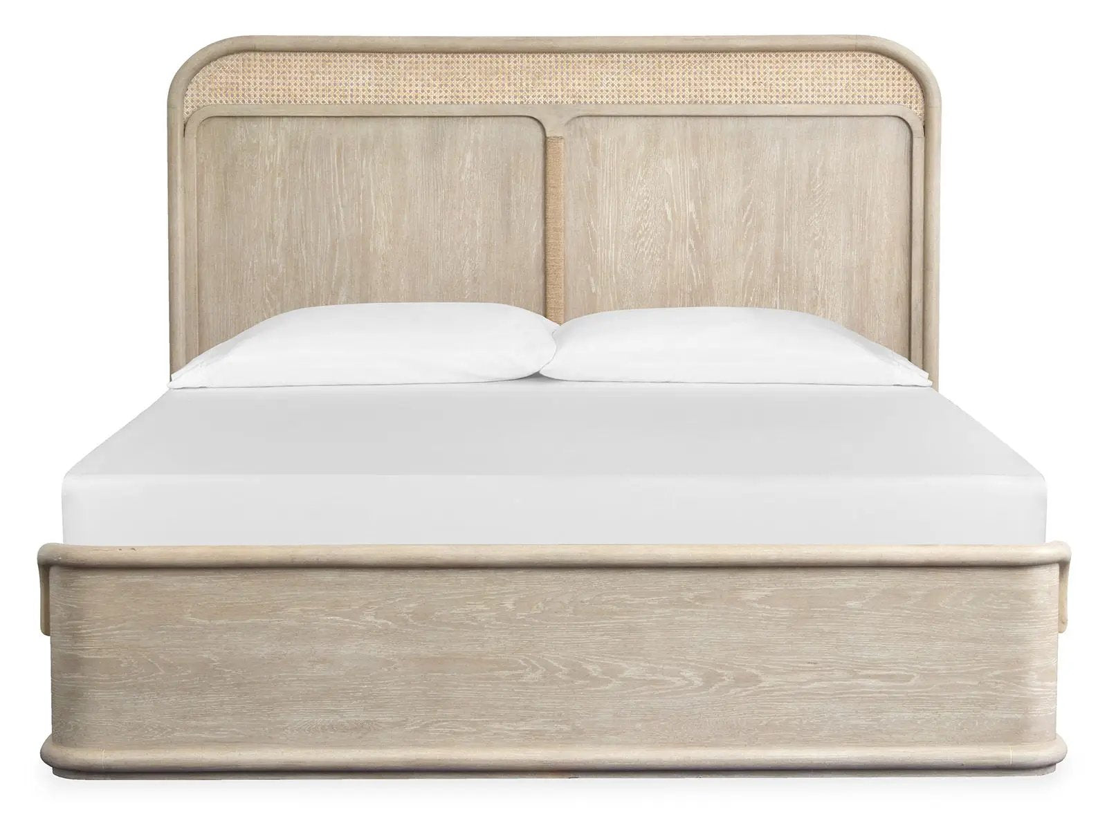 Sunset Cove Panel Bed in light oak with a woven caned headboard by Unique Piece Furniture on Tampa Home & Garden Store