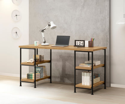 Golden Oak Desk with Four Storage Shelves