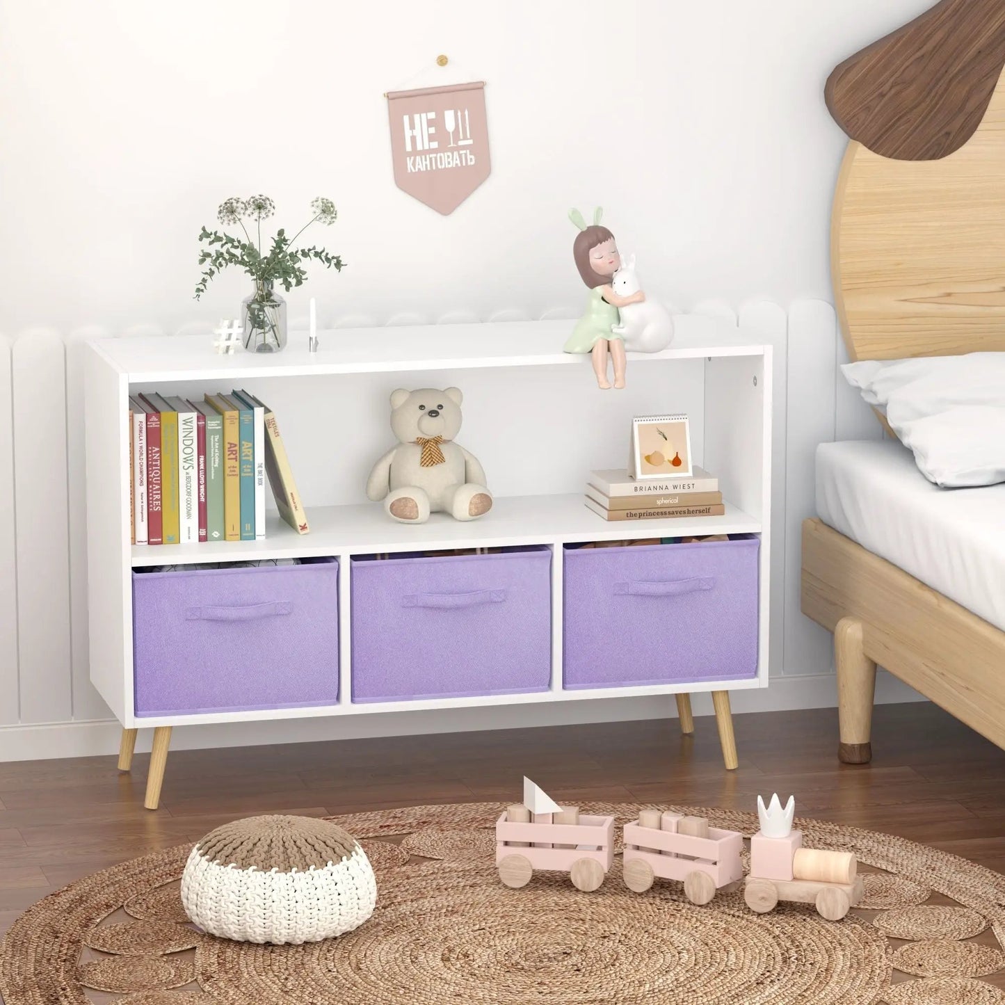 Bookcase with Collapsible Drawers Book Display