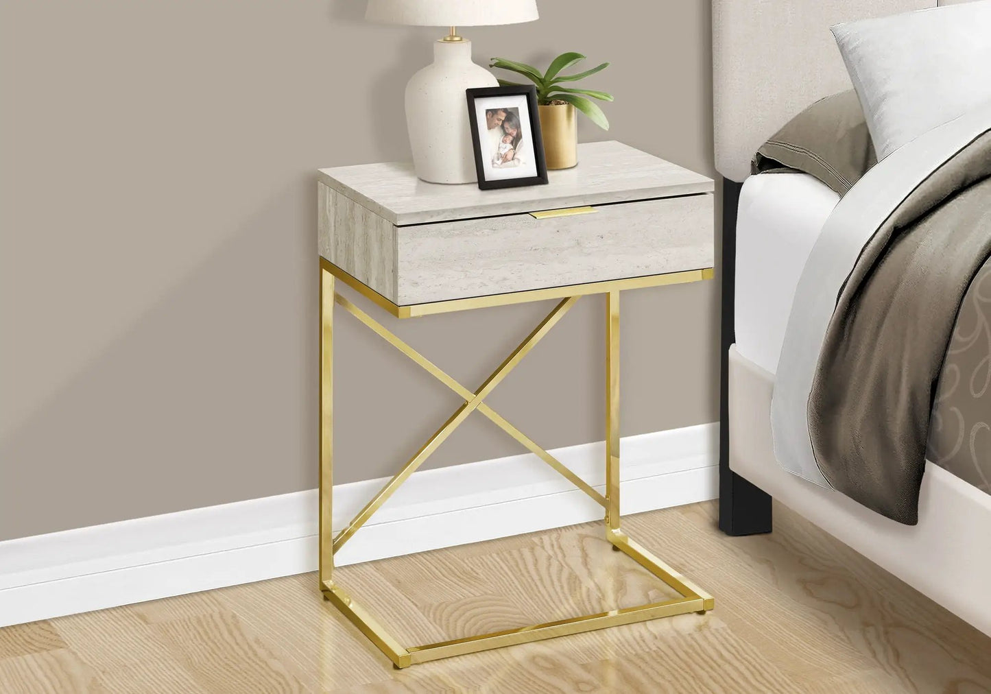 Accent Side Table With Storage Drawer Large Top