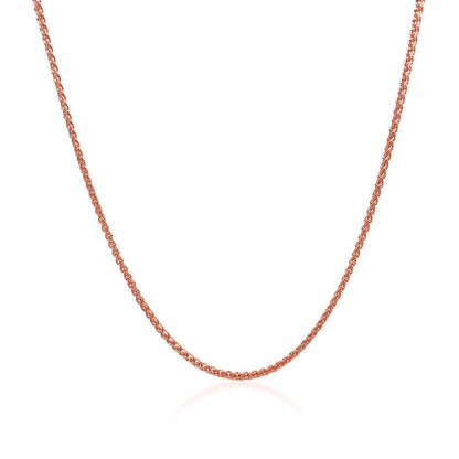 14k rose gold diamond-cut round wheat chain necklace 1.1mm by Bids.com