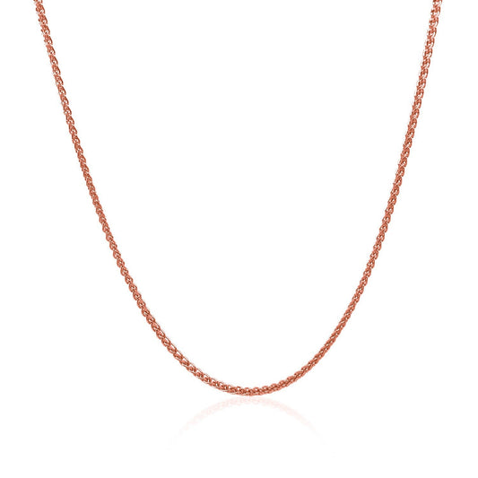 14k rose gold diamond-cut round wheat chain necklace 1.1mm by Bids.com