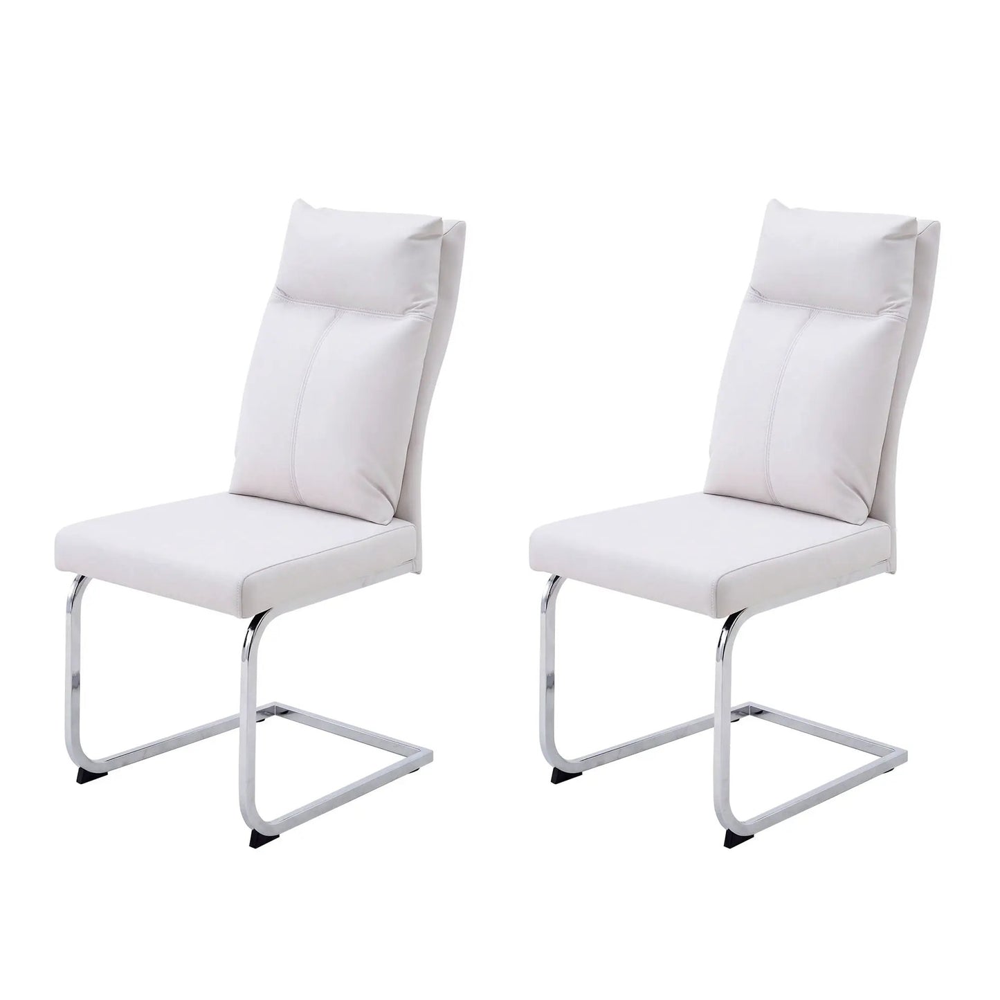 Modern Dining Chair Set white cushions, chrome legs, 2 pieces Unique Piece Furniture on Tampa Home & Garden Store