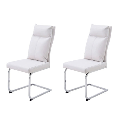 Modern Dining Chair Set white cushions, chrome legs, 2 pieces Unique Piece Furniture on Tampa Home & Garden Store
