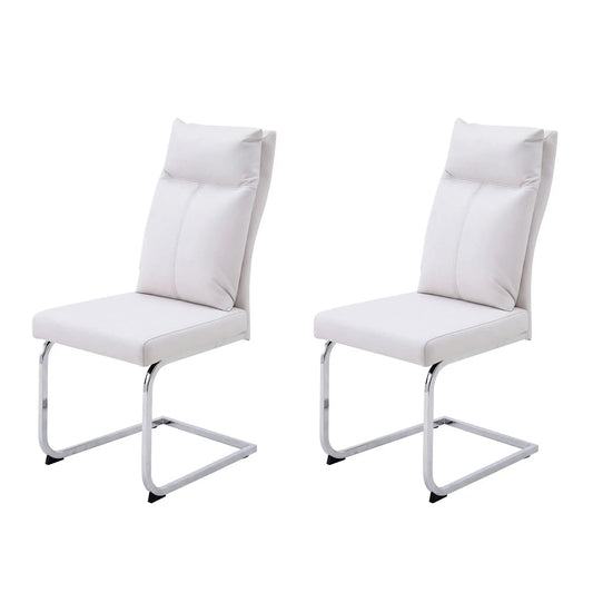 Modern Dining Chair Set white cushions, chrome legs, 2 pieces Unique Piece Furniture on Tampa Home & Garden Store