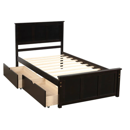 Platform storage bed in black with two wheel-base drawers by Unique Piece Furniture on Tampa Home & Garden Store