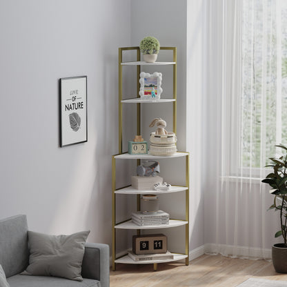 6-story corner open bookshelf, modern bookshelf, wooden frame, independent bookshelf unit, - Tampa Home & Garden Store