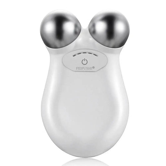 Women Microcurrent USB Wrinkle Massager white handheld with silver roller heads FEIPUSHI on Tampa Home & Garden Store
