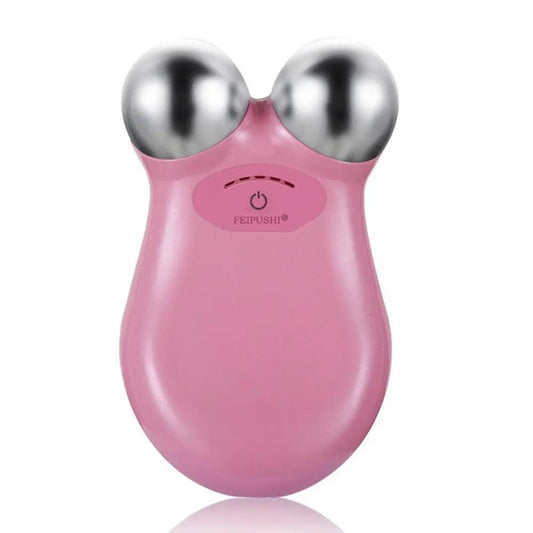 Pink Women Mini Microcurrent USB Wrinkle Massager with dual silver roller heads FEIPUSHI on Tampa Home & Garden Store